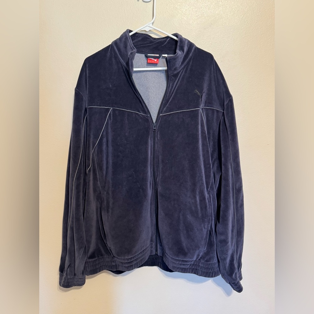 2012 PUMA Men’s Navy Velour Full Zip Classic Tracksuit Jacket SZ 2XL